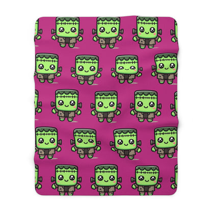 Frankie Pink Halloween Collection Sherpa Fleece Blanket