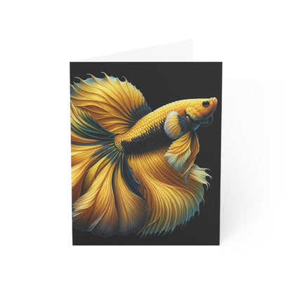 Siamese Fighting Fish (Betta) Yellow Male Greeting Cards BLANK (1, 10, 30, and 50pcs)