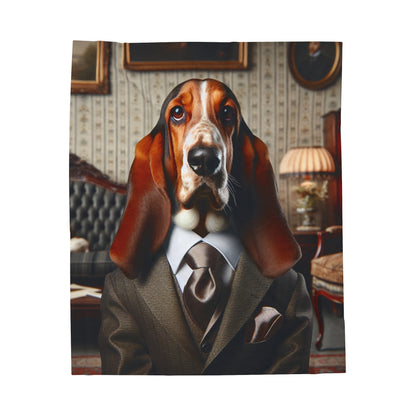 Mr Basset Hound Velveteen Plush Blanket