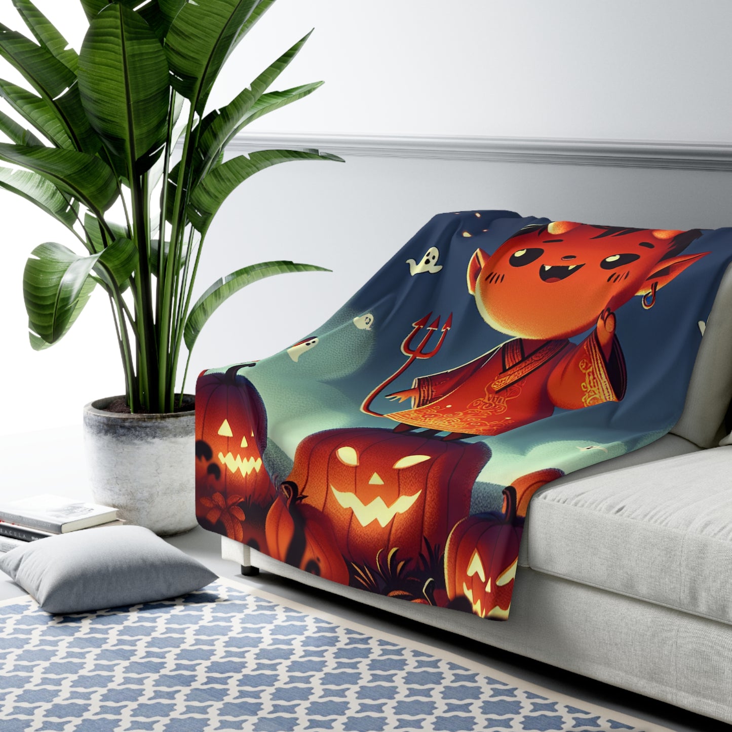 Little Devil Halloween Collection Sherpa Fleece Blanket