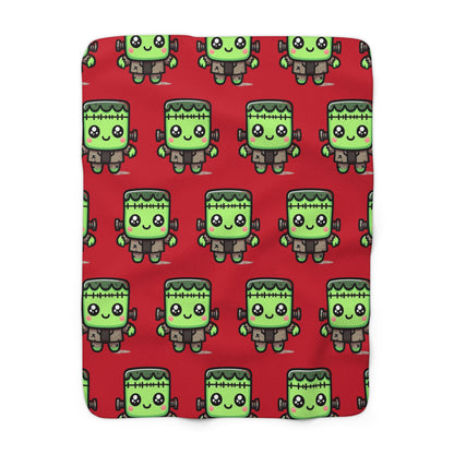 Frankie Red Halloween Collection Sherpa Fleece Blanket