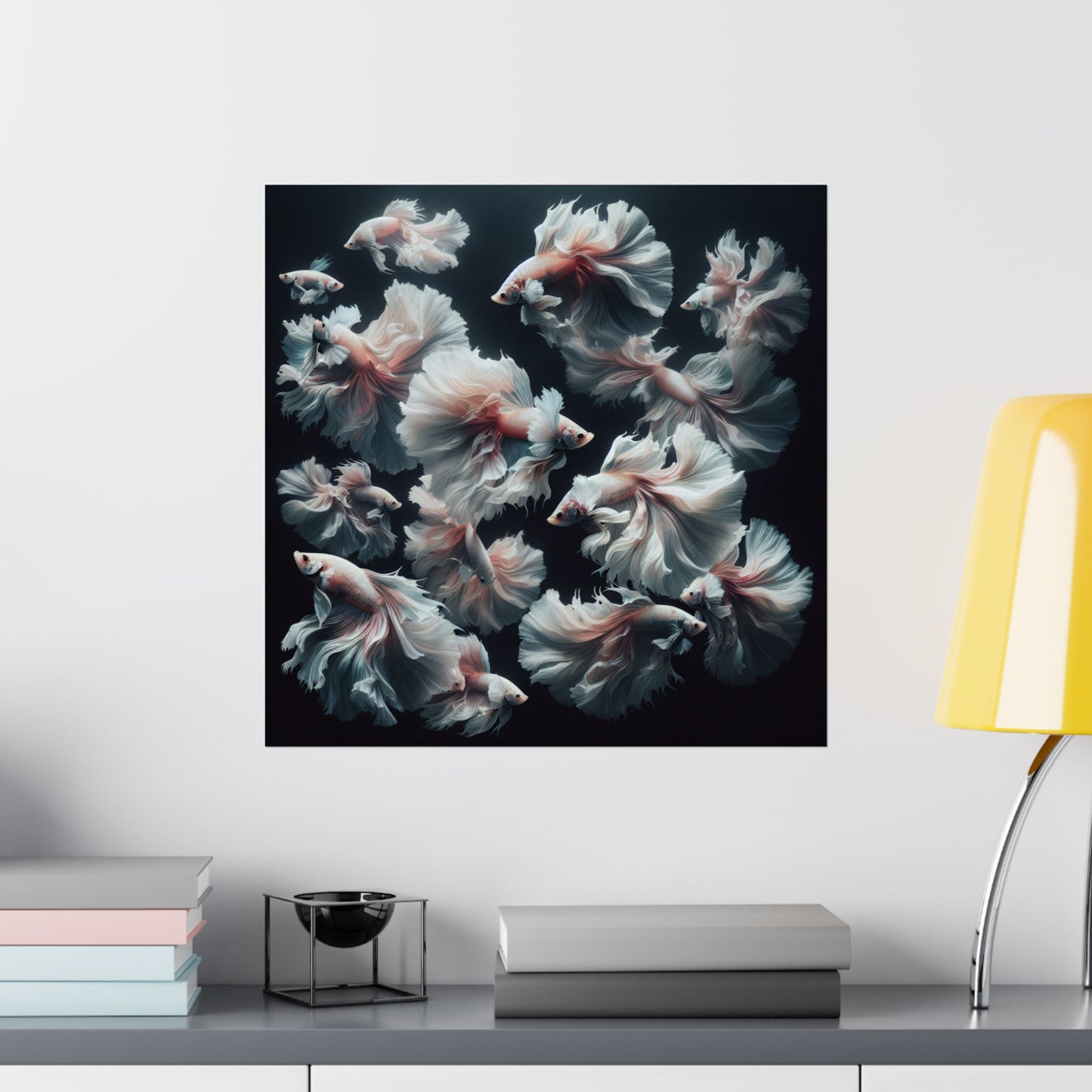 Siamese Fighting Fish (Betta) White/Pink Female Vertical Posters