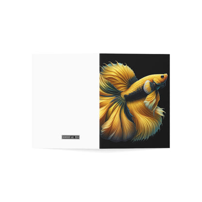 Siamese Fighting Fish (Betta) Yellow Male Greeting Cards BLANK (1, 10, 30, and 50pcs)