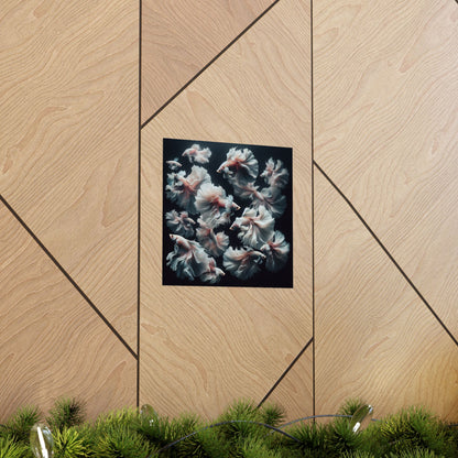 Siamese Fighting Fish (Betta) White/Pink Female Vertical Posters