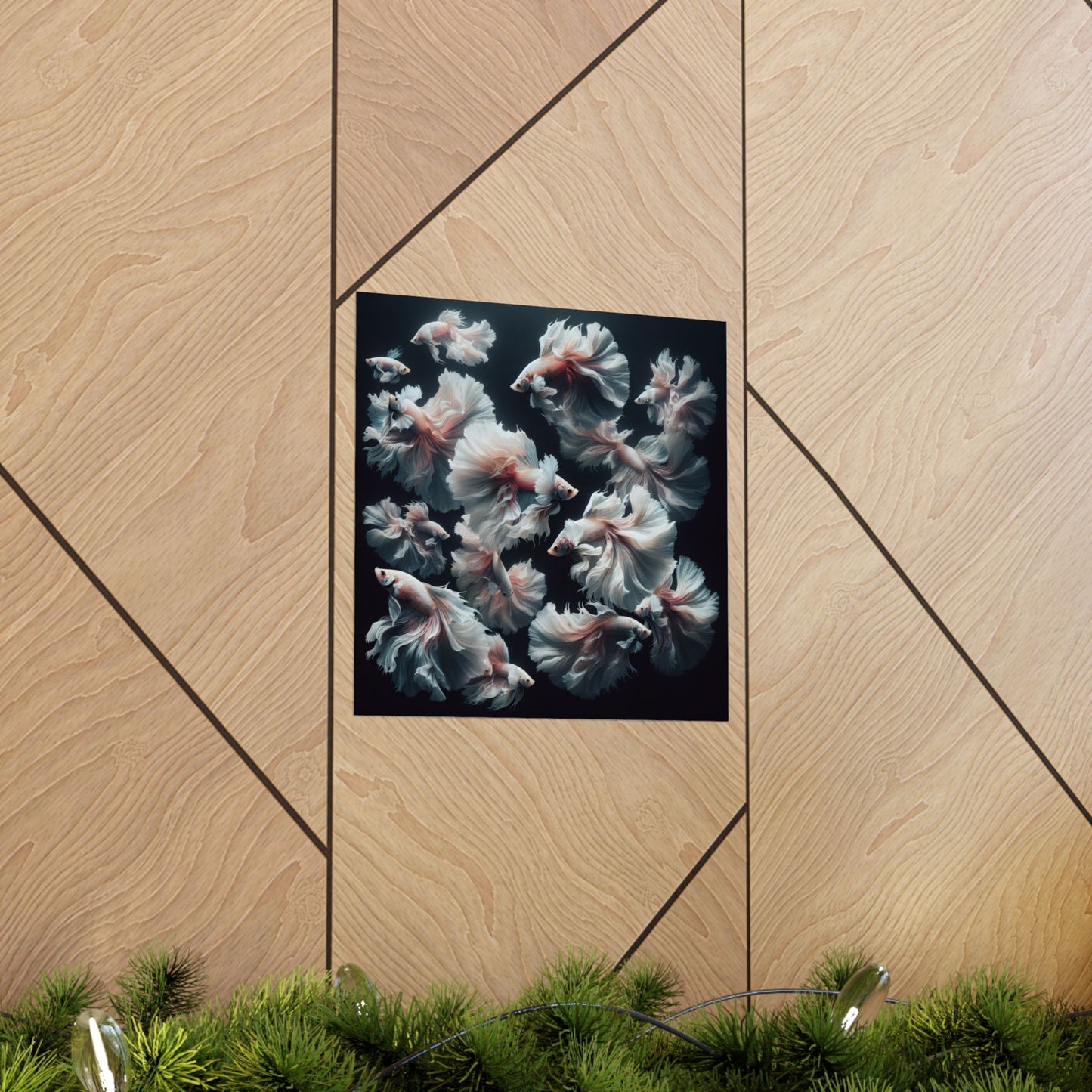 Siamese Fighting Fish (Betta) White/Pink Female Vertical Posters