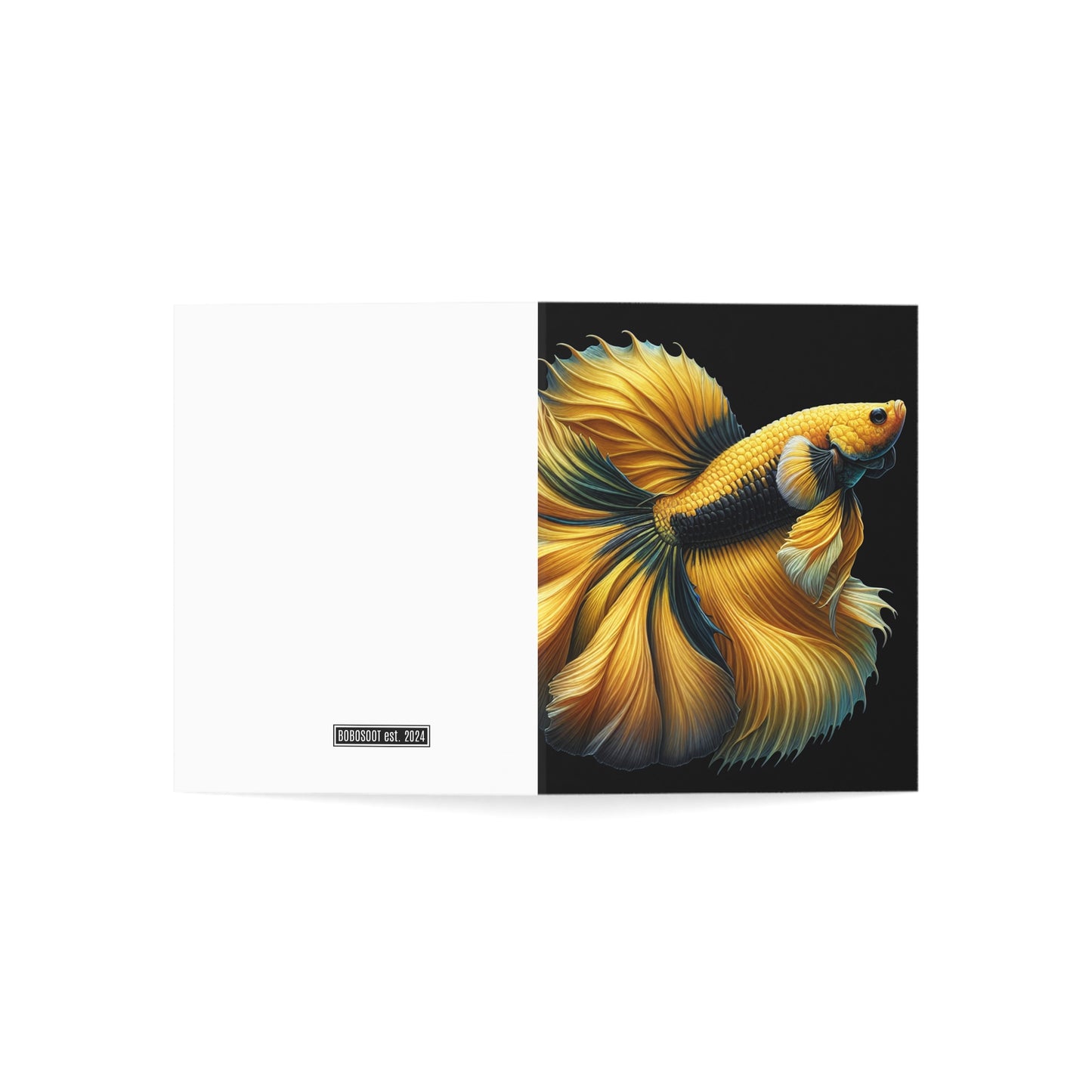 Siamese Fighting Fish (Betta) Yellow Male Greeting Cards BLANK (1, 10, 30, and 50pcs)
