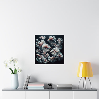 Siamese Fighting Fish (Betta) White/Pink Female Vertical Posters