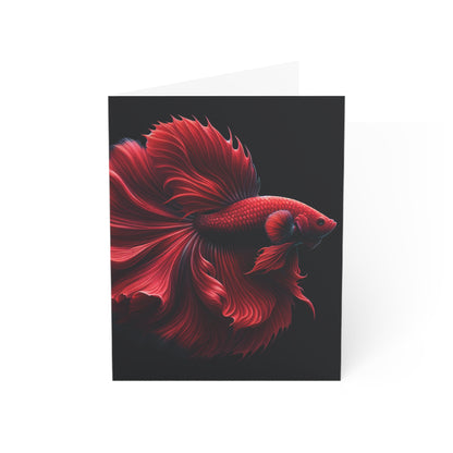 Siamese Fighting Fish (Betta) Red Male Greeting Cards BLANK (1, 10, 30, and 50pcs)