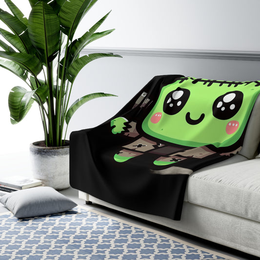 Frankie Black Halloween Collection Sherpa Fleece Blanket