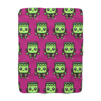 Frankie Pink Halloween Collection Sherpa Fleece Blanket