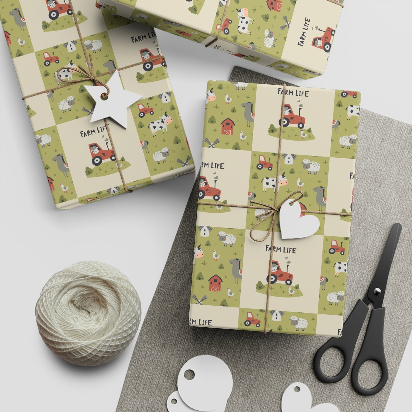 Farm Life Gift Wrapping Paper Sheets, 1pc