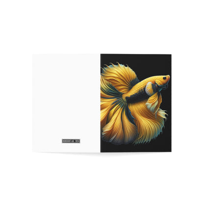 Siamese Fighting Fish (Betta) Yellow Male Greeting Cards BLANK (1, 10, 30, and 50pcs)