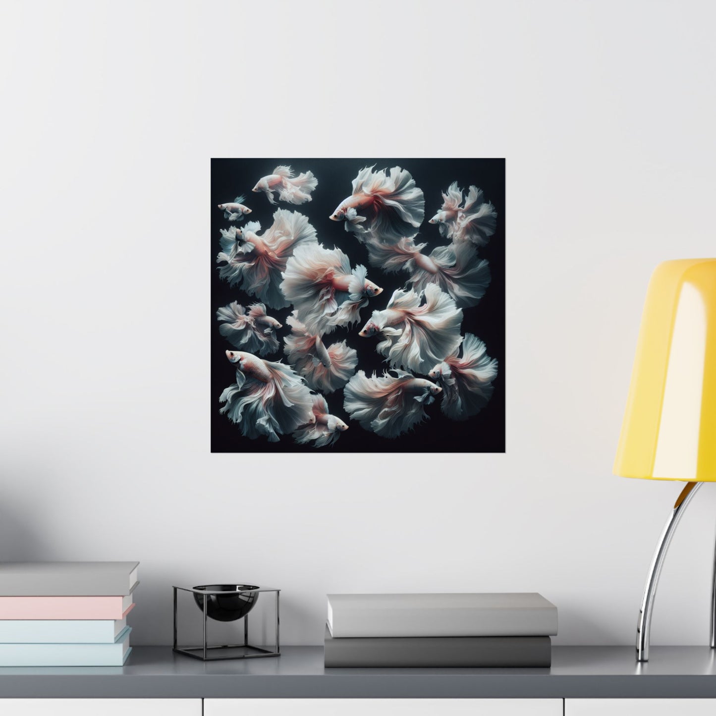 Siamese Fighting Fish (Betta) White/Pink Female Vertical Posters