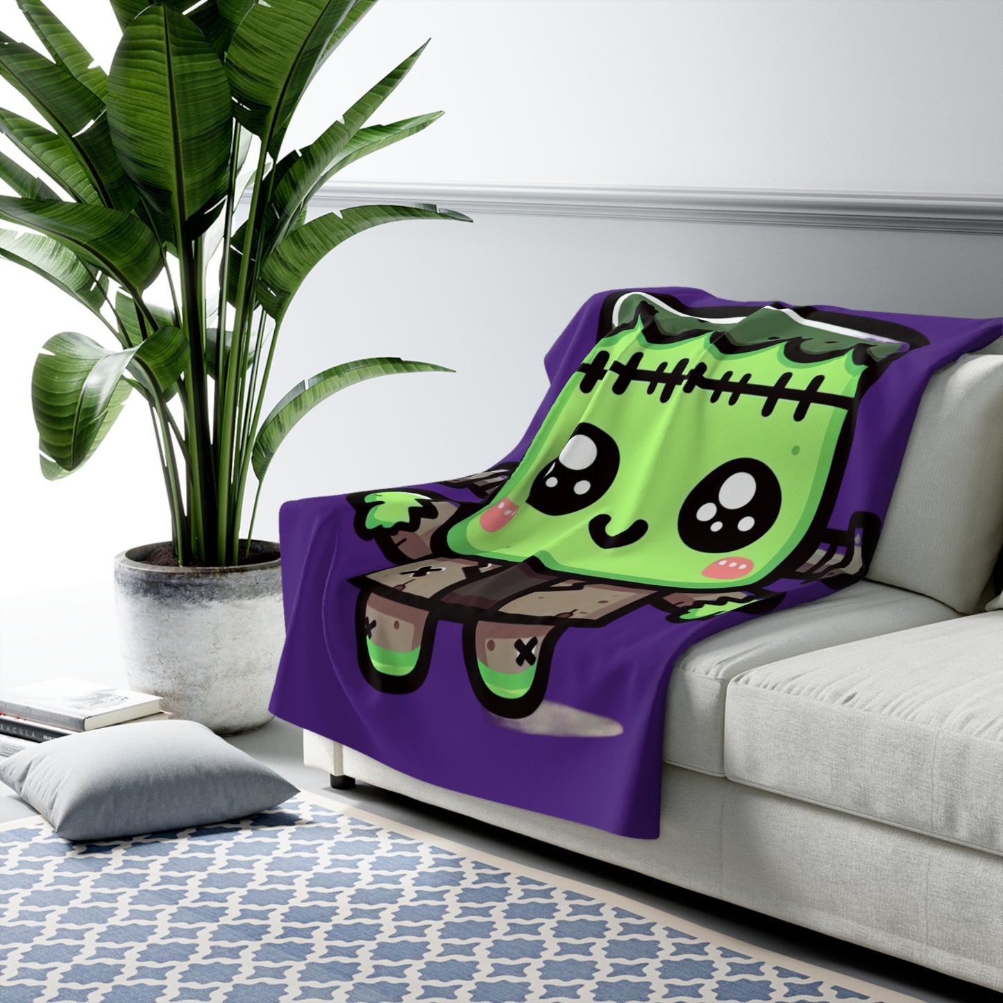 Frankie Purple Halloween Collection Sherpa Fleece Blanket