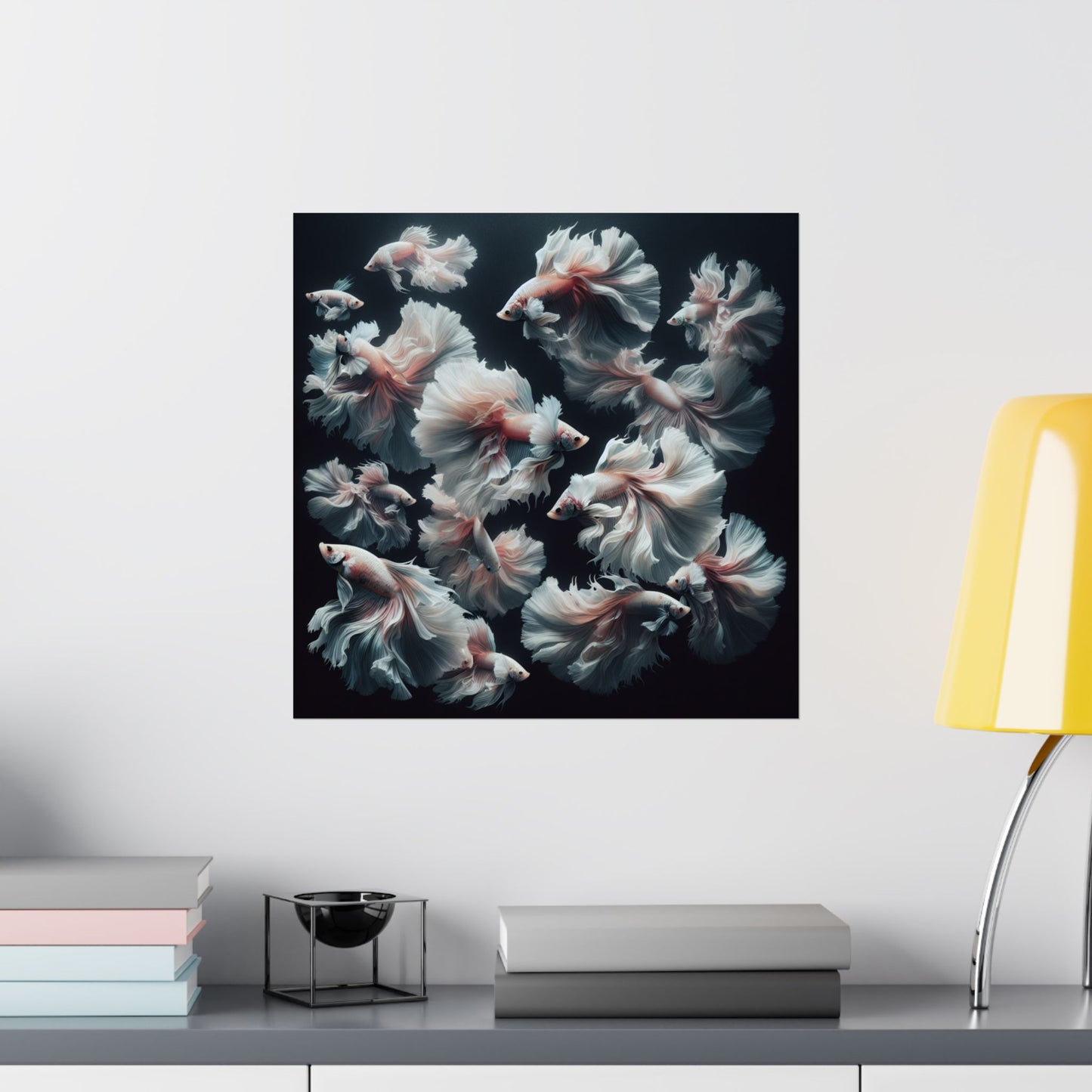 Siamese Fighting Fish (Betta) White/Pink Female Vertical Posters