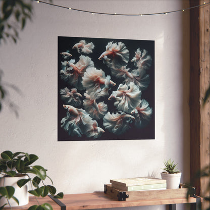 Siamese Fighting Fish (Betta) White/Pink Female Vertical Posters