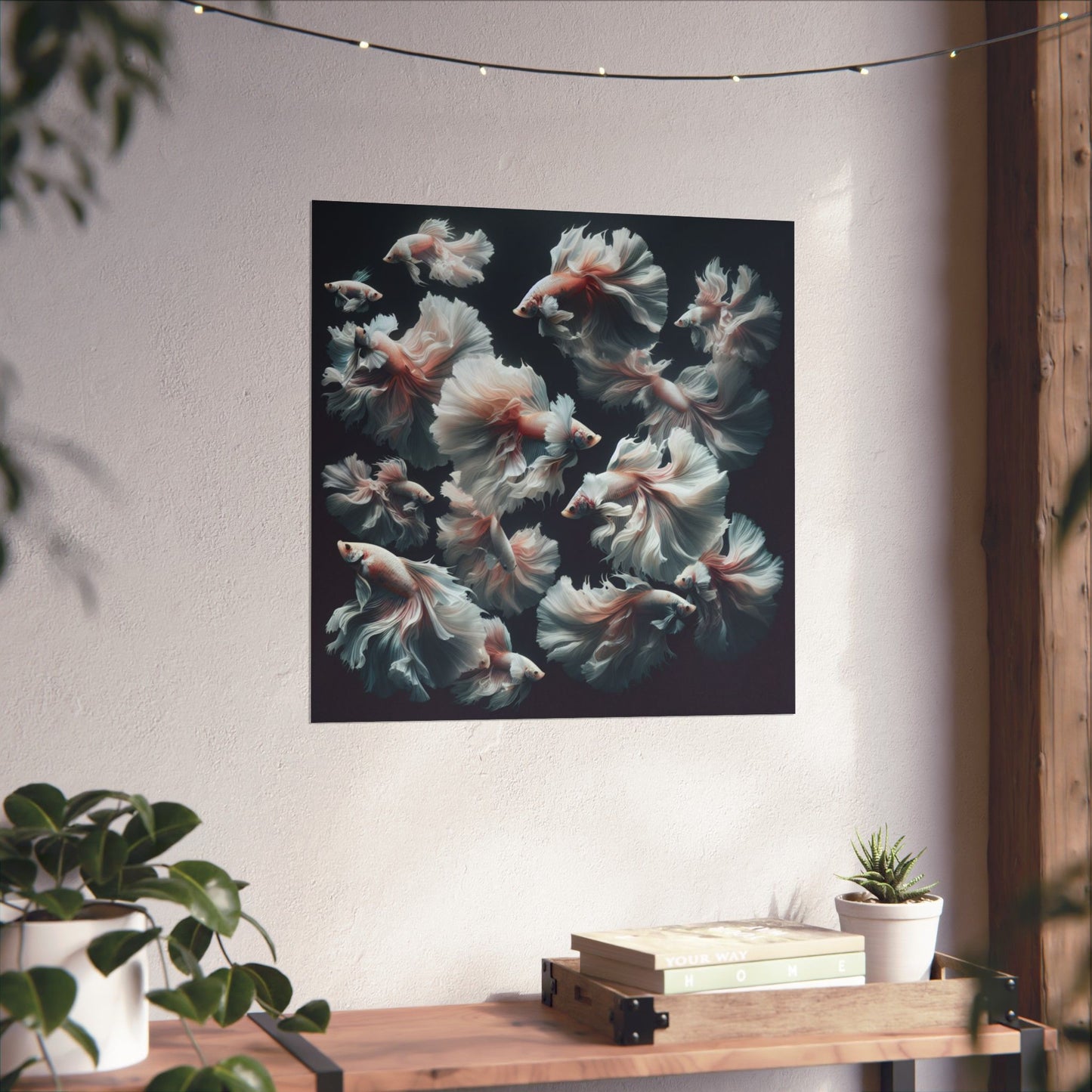 Siamese Fighting Fish (Betta) White/Pink Female Vertical Posters