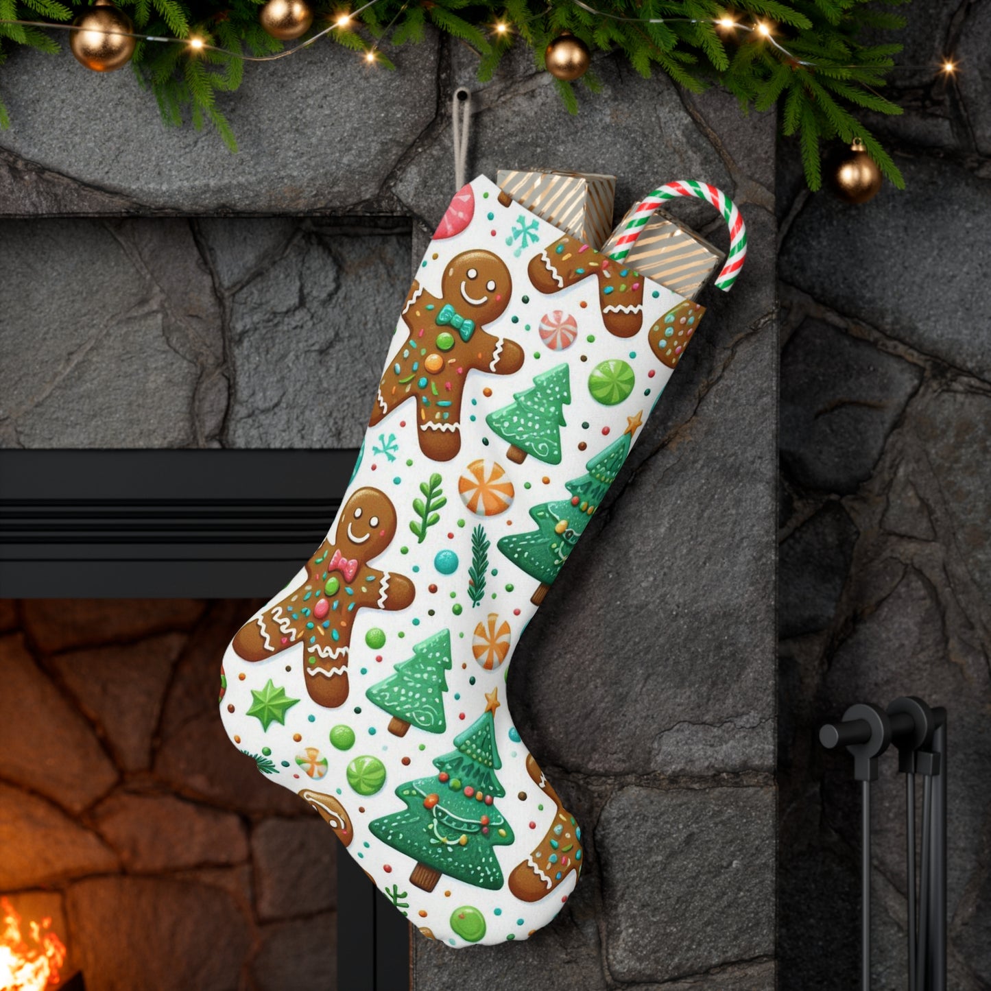 Gingerbread & Candy Christmas Stocking
