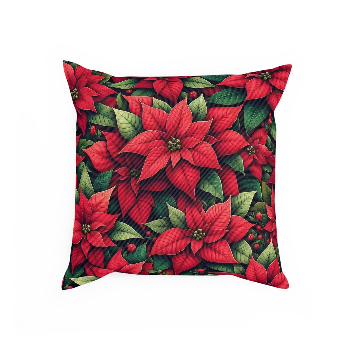 Large Poinsettia Christmas Cushion