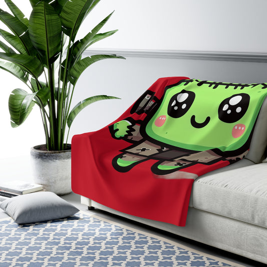 Frankie Red Halloween Collection Sherpa Fleece Blanket