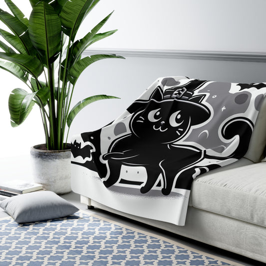 Witches Cat Halloween Collection Sherpa Fleece Blanket