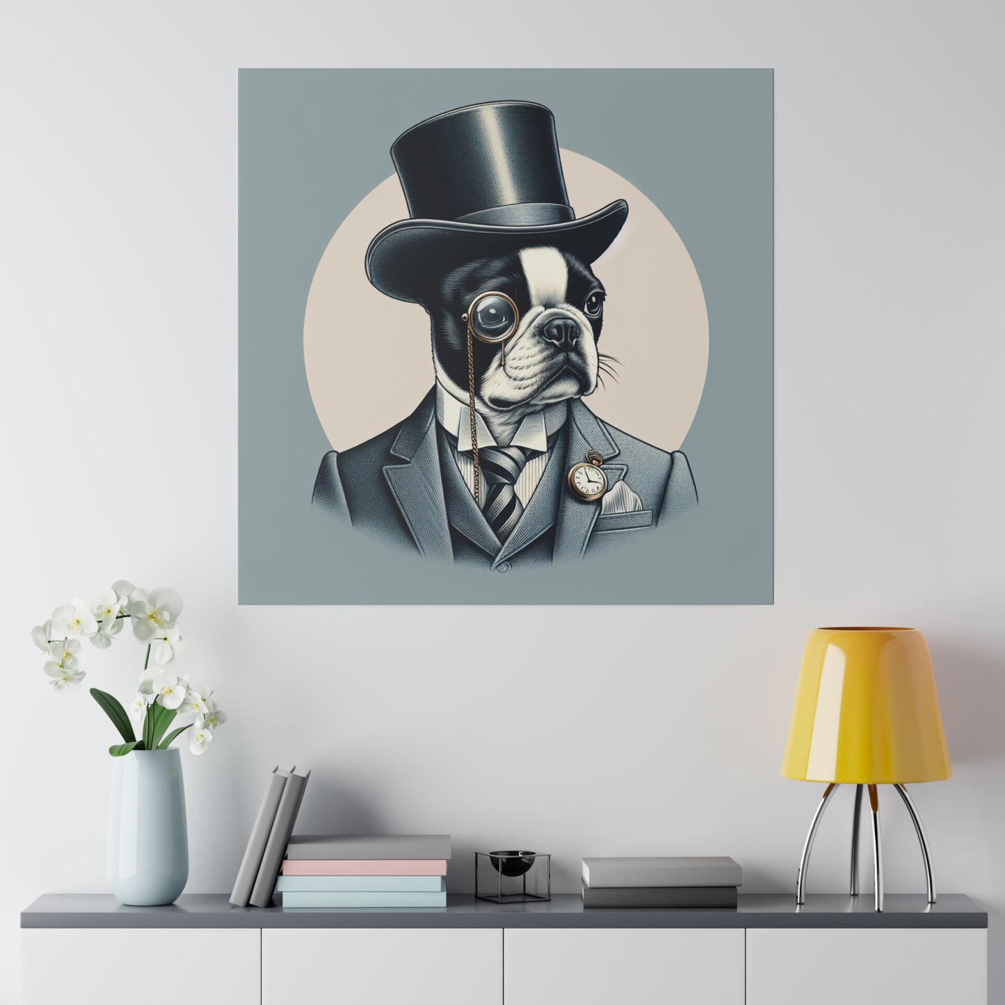 Mr Boston Terrier Matte Canvas, Stretched, 0.75"
