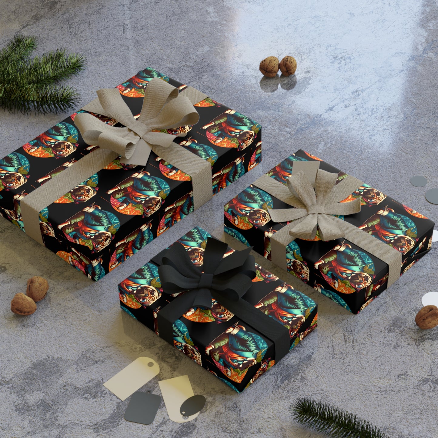 Mr Pug Gift Wrapping Paper Rolls, 1pc
