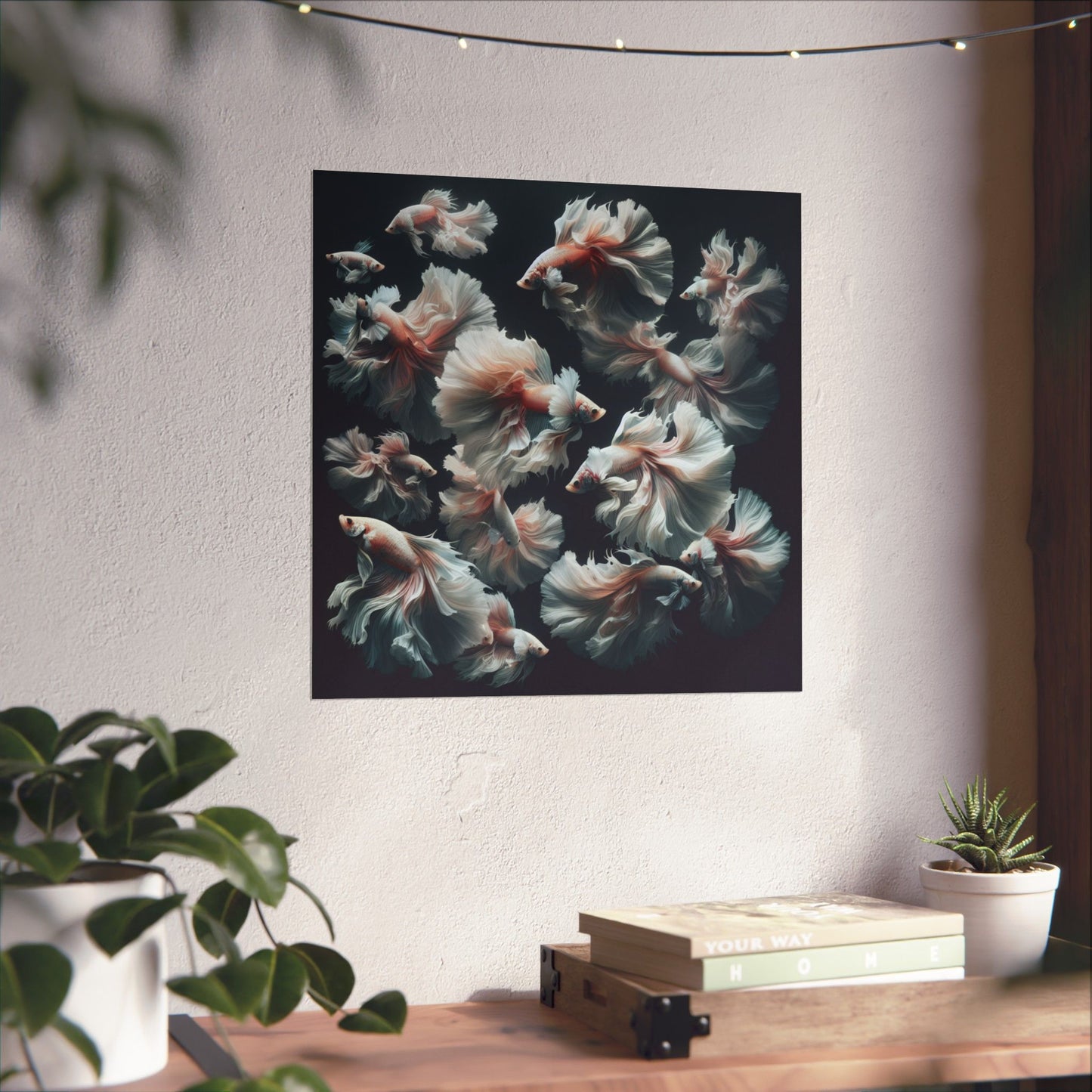 Siamese Fighting Fish (Betta) White/Pink Female Vertical Posters